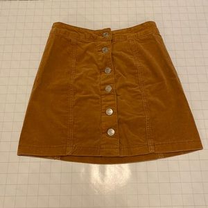 Brown, button down, corduroy mini skirt